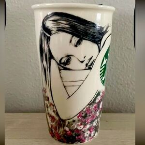 Starbucks 2013 Charlotte Ronson Double Wall Ceramic 12 oz Travel Tumbler / Lid
